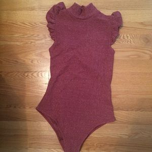 Pink sparkly ruffle sleeve bodysuit